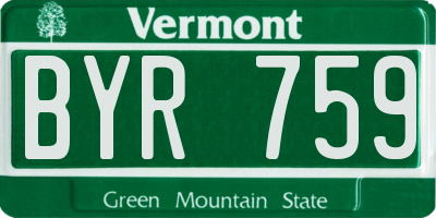 VT license plate BYR759