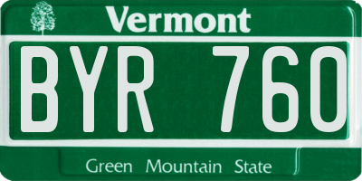VT license plate BYR760