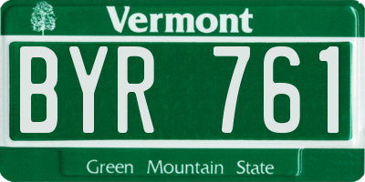 VT license plate BYR761