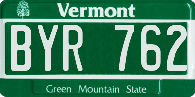 VT license plate BYR762