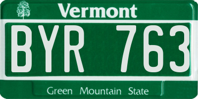 VT license plate BYR763