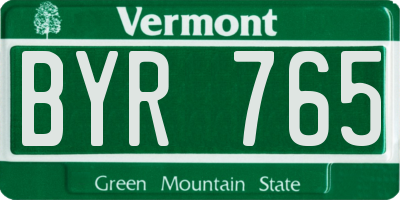 VT license plate BYR765