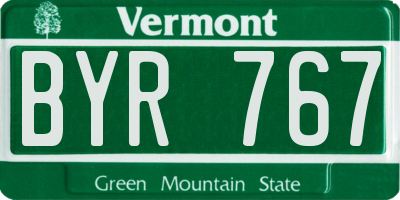 VT license plate BYR767