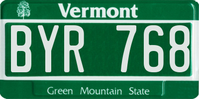 VT license plate BYR768