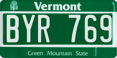 VT license plate BYR769