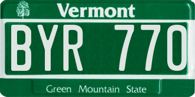 VT license plate BYR770