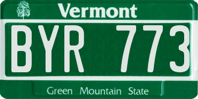 VT license plate BYR773