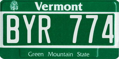 VT license plate BYR774