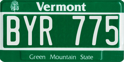 VT license plate BYR775