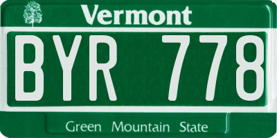 VT license plate BYR778
