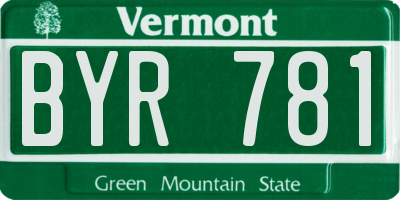 VT license plate BYR781