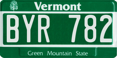 VT license plate BYR782