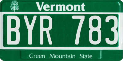 VT license plate BYR783