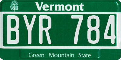 VT license plate BYR784