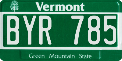 VT license plate BYR785