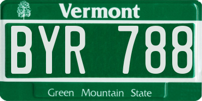 VT license plate BYR788