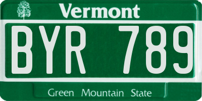 VT license plate BYR789