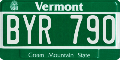 VT license plate BYR790