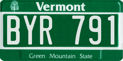 VT license plate BYR791