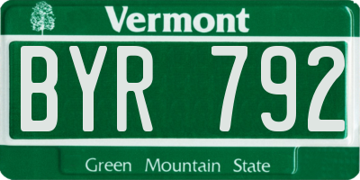 VT license plate BYR792