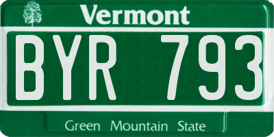 VT license plate BYR793