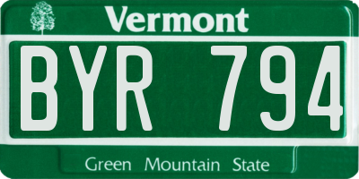 VT license plate BYR794
