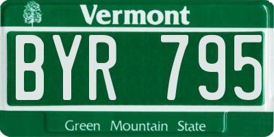 VT license plate BYR795