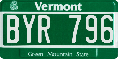VT license plate BYR796