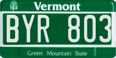 VT license plate BYR803