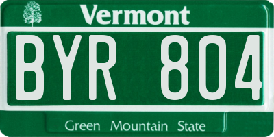 VT license plate BYR804