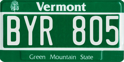 VT license plate BYR805