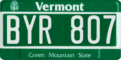 VT license plate BYR807