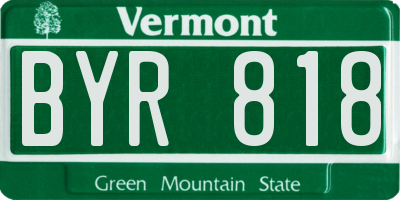 VT license plate BYR818