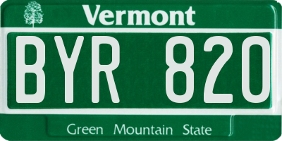 VT license plate BYR820