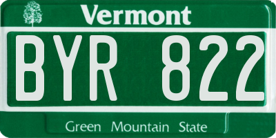 VT license plate BYR822
