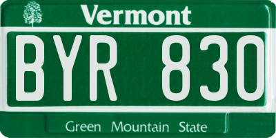 VT license plate BYR830