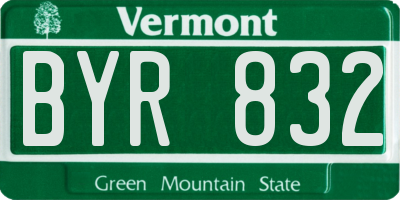 VT license plate BYR832