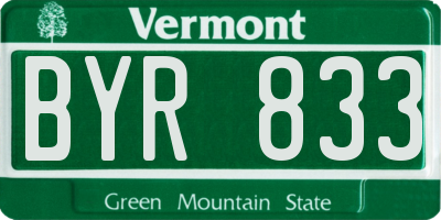 VT license plate BYR833