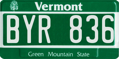 VT license plate BYR836