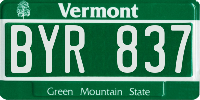 VT license plate BYR837