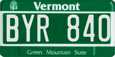 VT license plate BYR840