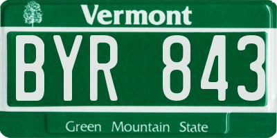 VT license plate BYR843