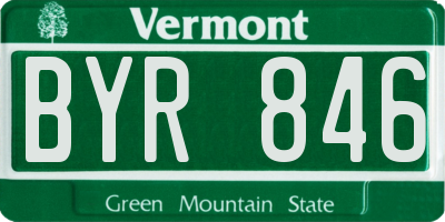 VT license plate BYR846