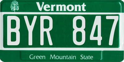 VT license plate BYR847
