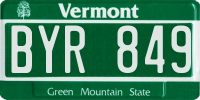 VT license plate BYR849