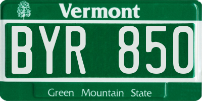 VT license plate BYR850