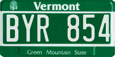 VT license plate BYR854