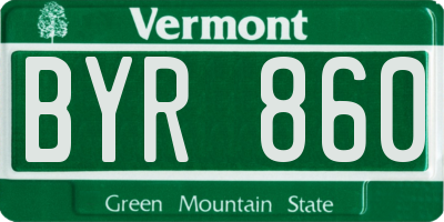VT license plate BYR860