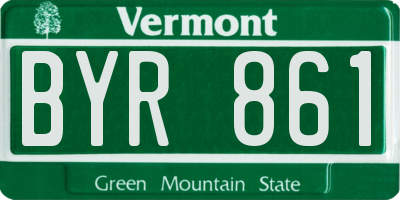 VT license plate BYR861