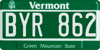 VT license plate BYR862